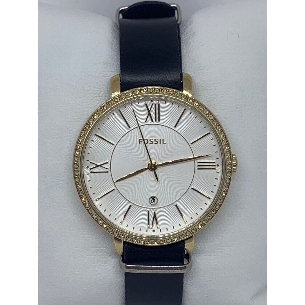Fossil C141015 Jacqueline Women's Black Leather Analog Dial Quartz Watch E348